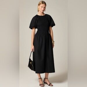Black Cotton Poplin Midi Dress NWT